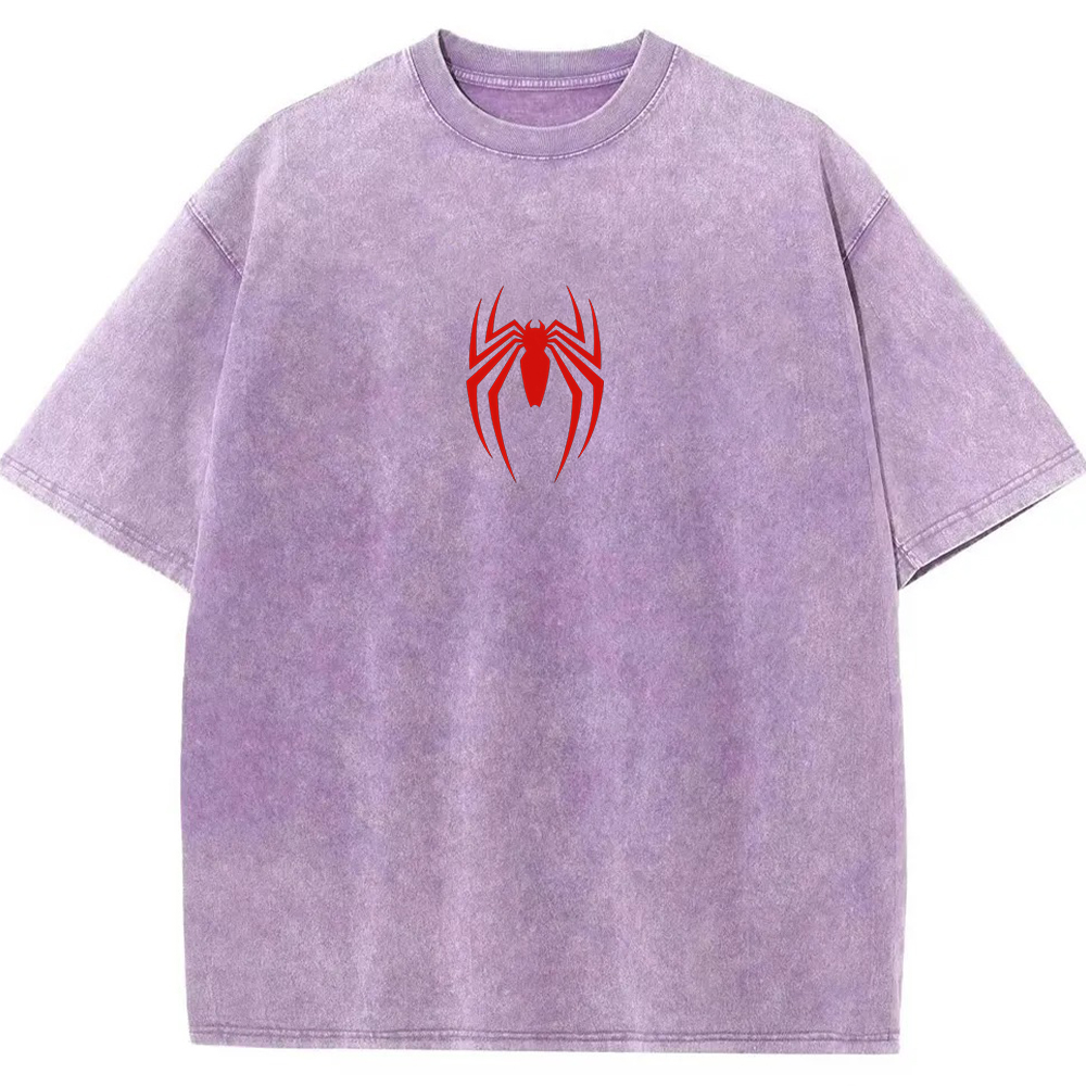 Vintage Washed Minimal Red Spider-Man Chest Logo Tee