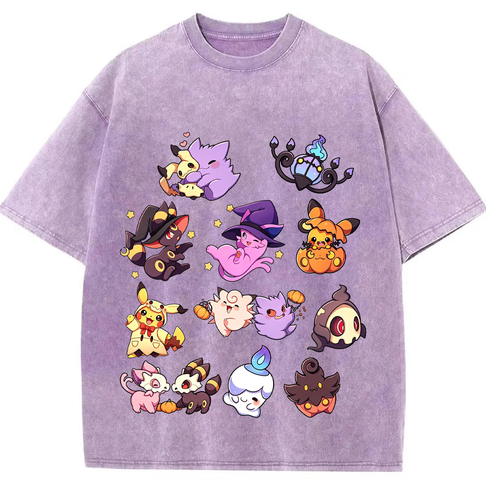 Halloween Witch Ghost Squad Ghost Type Mix Cartoon Tee | Pokemon Anime