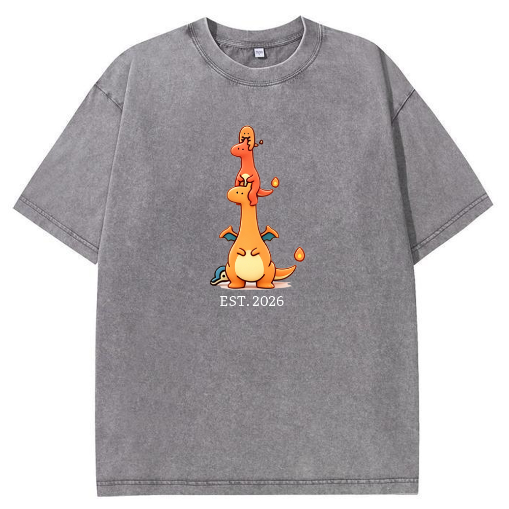 Cute Parent & Kid Charizard Vintage Washed T-Shirt