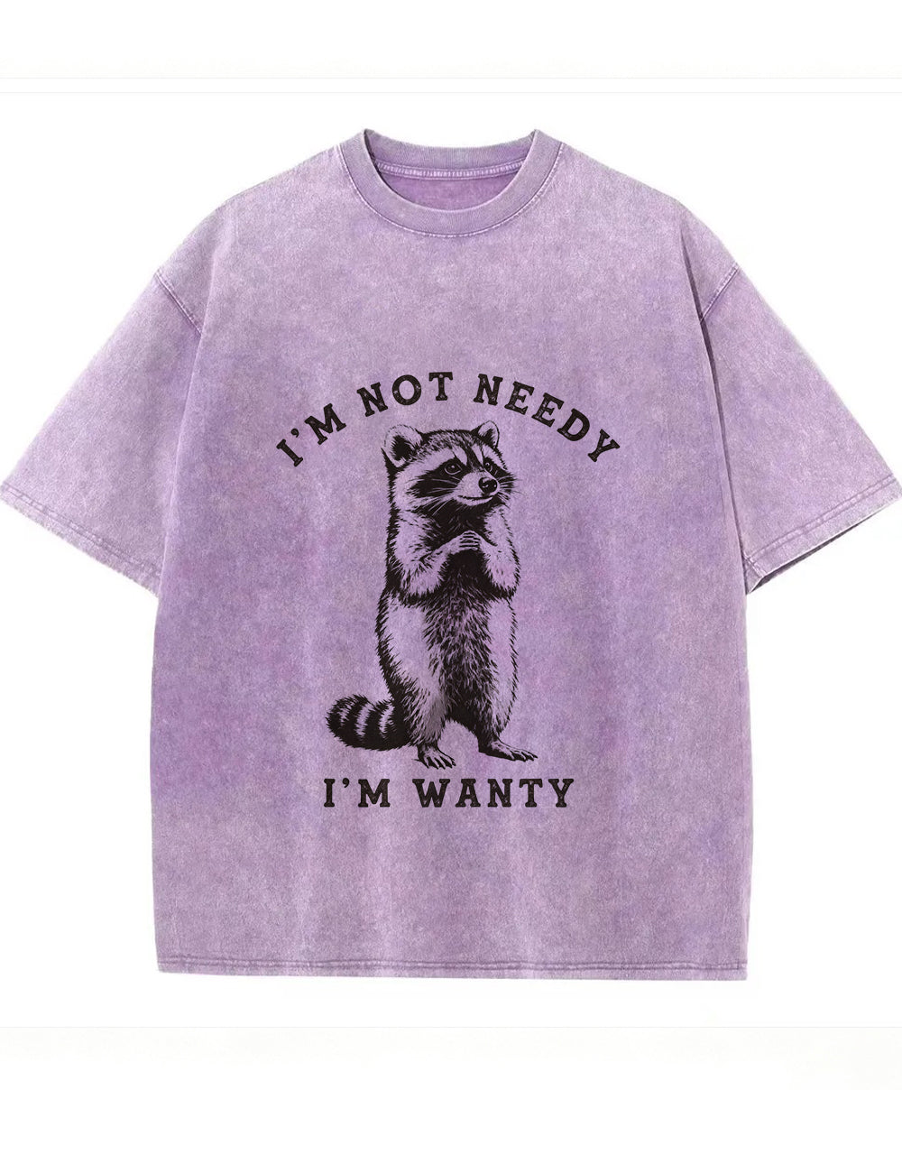 Vintage Washed I'm Not Needy I'm Wanty Raccoon Graphic T Shirt