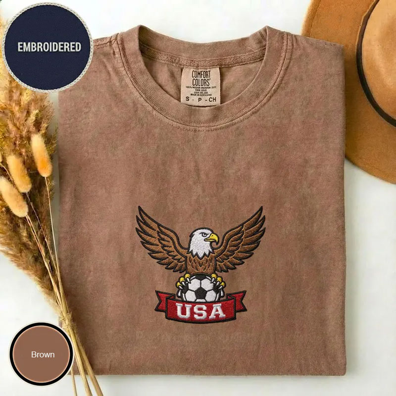 Embroidered Soccer World USA T-Shirt