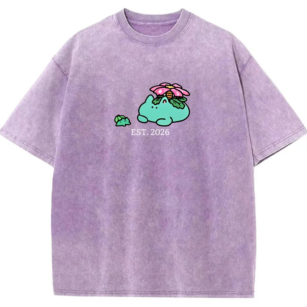 Cute Parent & Kid Meganium Vintage Washed T-Shirt