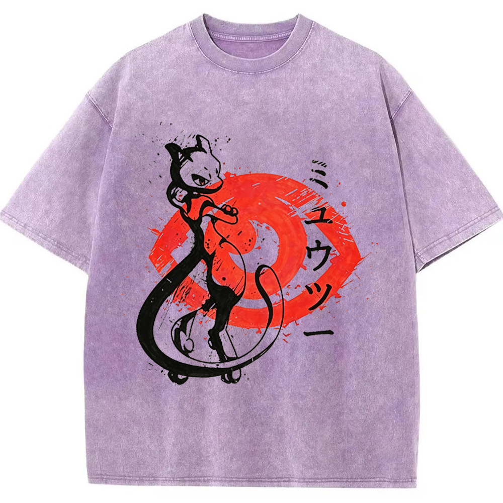 Ink Art Mewtwo Battle Silhouette Tee | Pokemon Anime