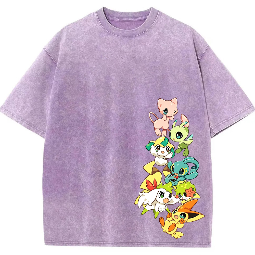 Mythical Pokemon Vertical Lineup Cartoon Tee | Pokemon Anime