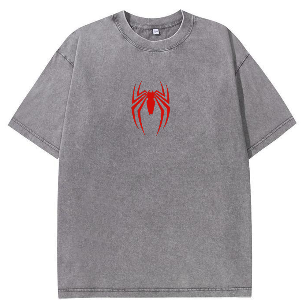 Vintage Washed Minimal Red Spider-Man Chest Logo Tee