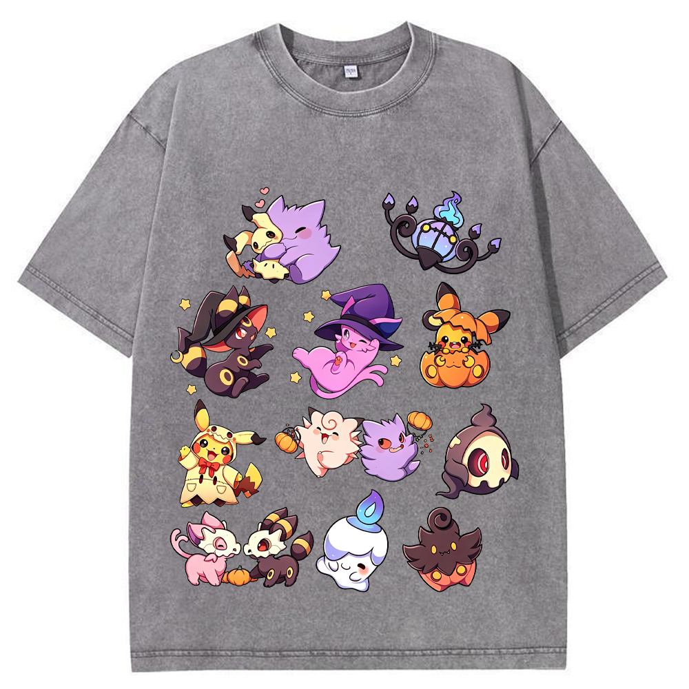 Halloween Witch Ghost Squad Ghost Type Mix Cartoon Tee | Pokemon Anime
