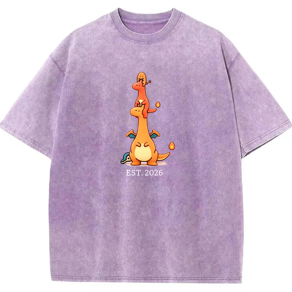 Cute Parent & Kid Charizard Vintage Washed T-Shirt