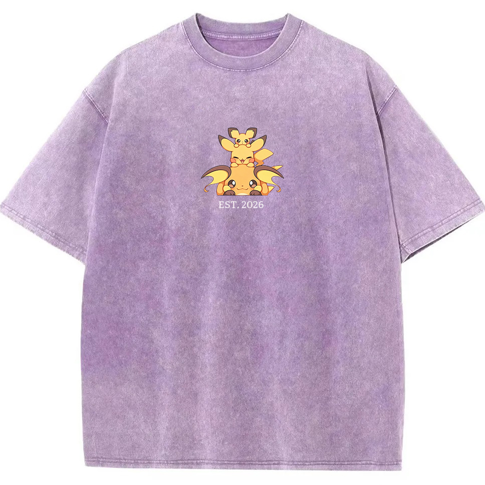 Cute Parent & Kid Pikachu Vintage Washed T-Shirt