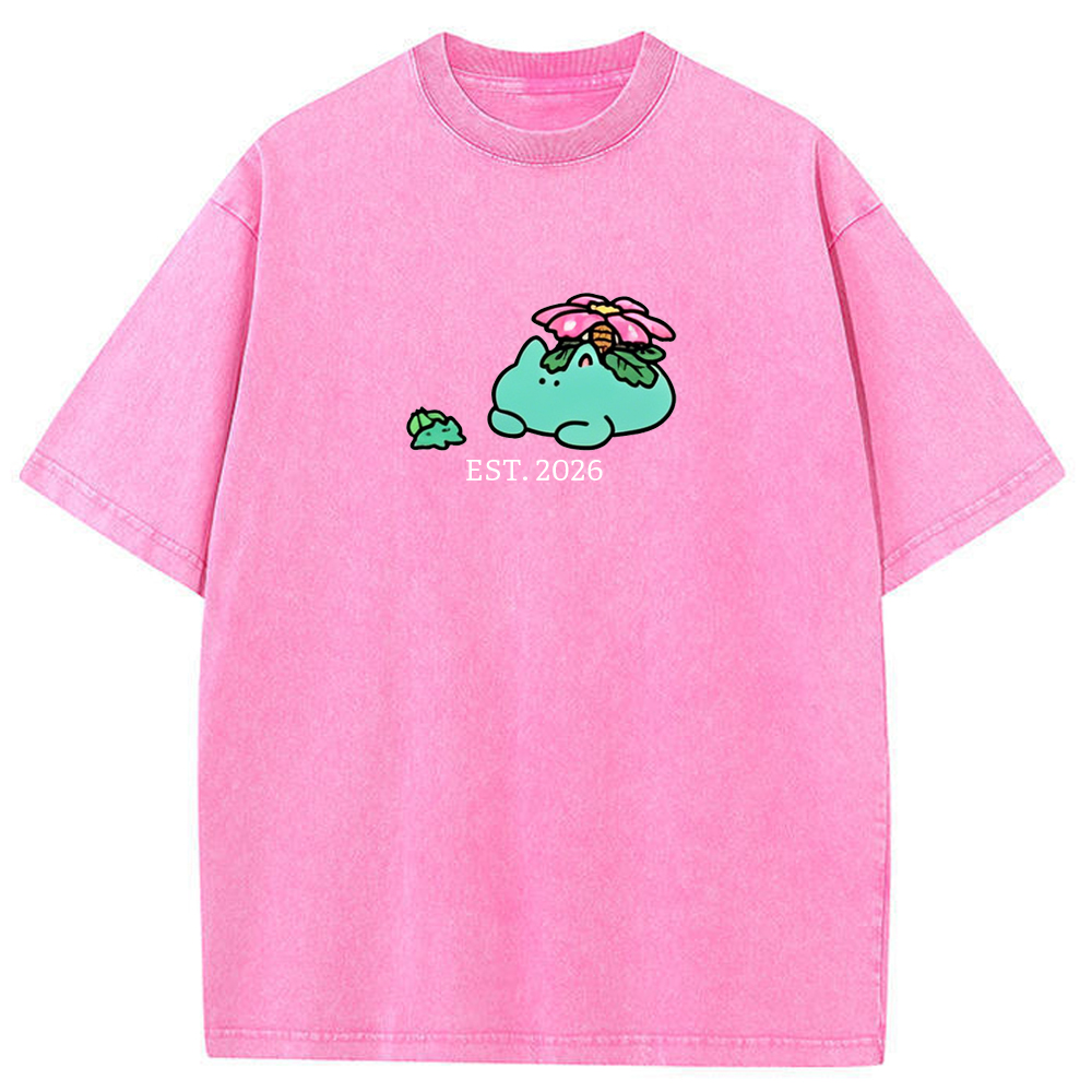 Cute Parent & Kid Meganium Vintage Washed T-Shirt