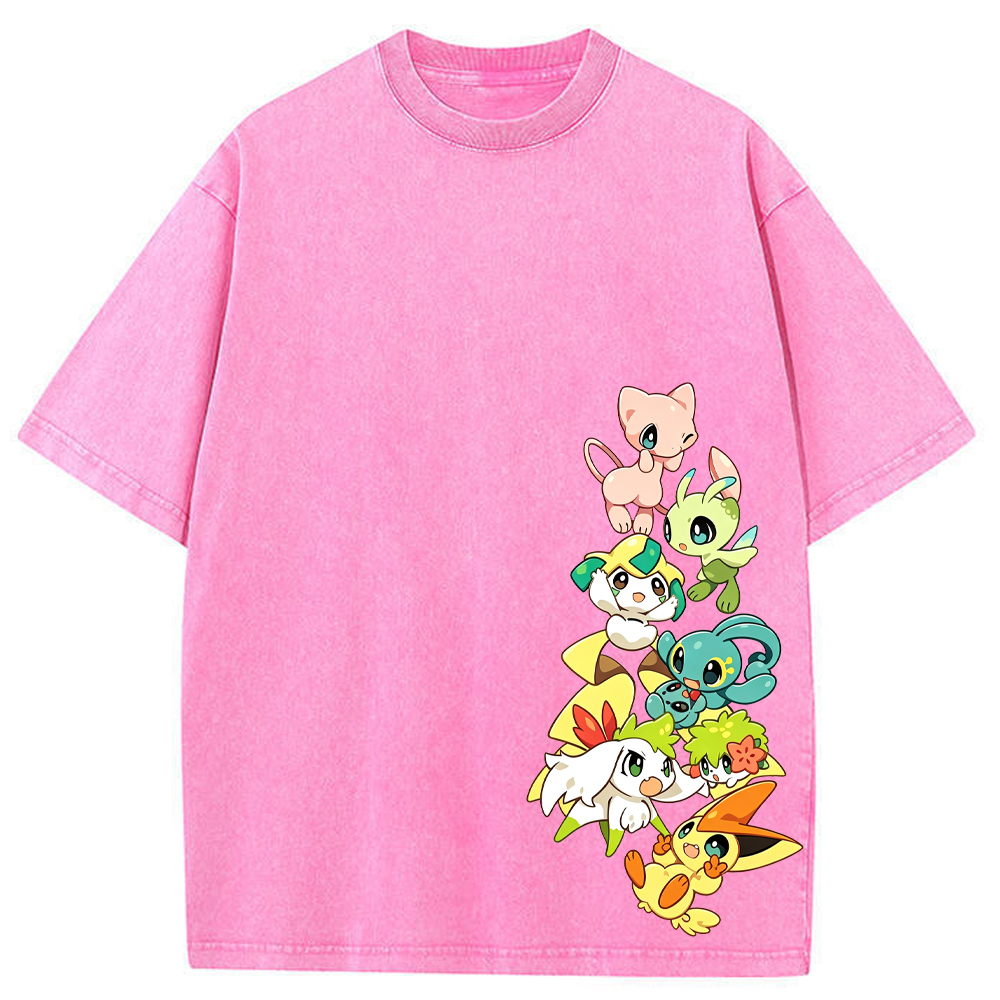 Mythical Pokemon Vertical Lineup Cartoon Tee | Pokemon Anime