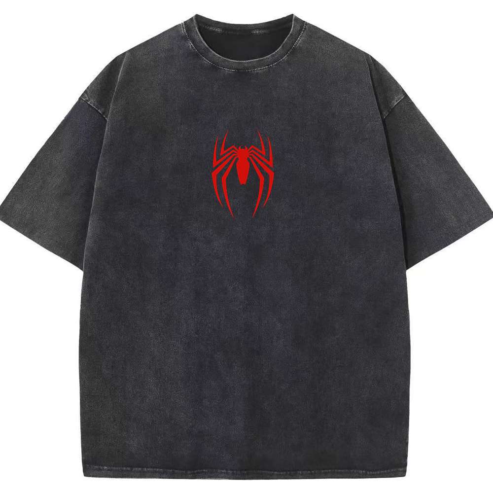Vintage Washed Minimal Red Spider-Man Chest Logo Tee