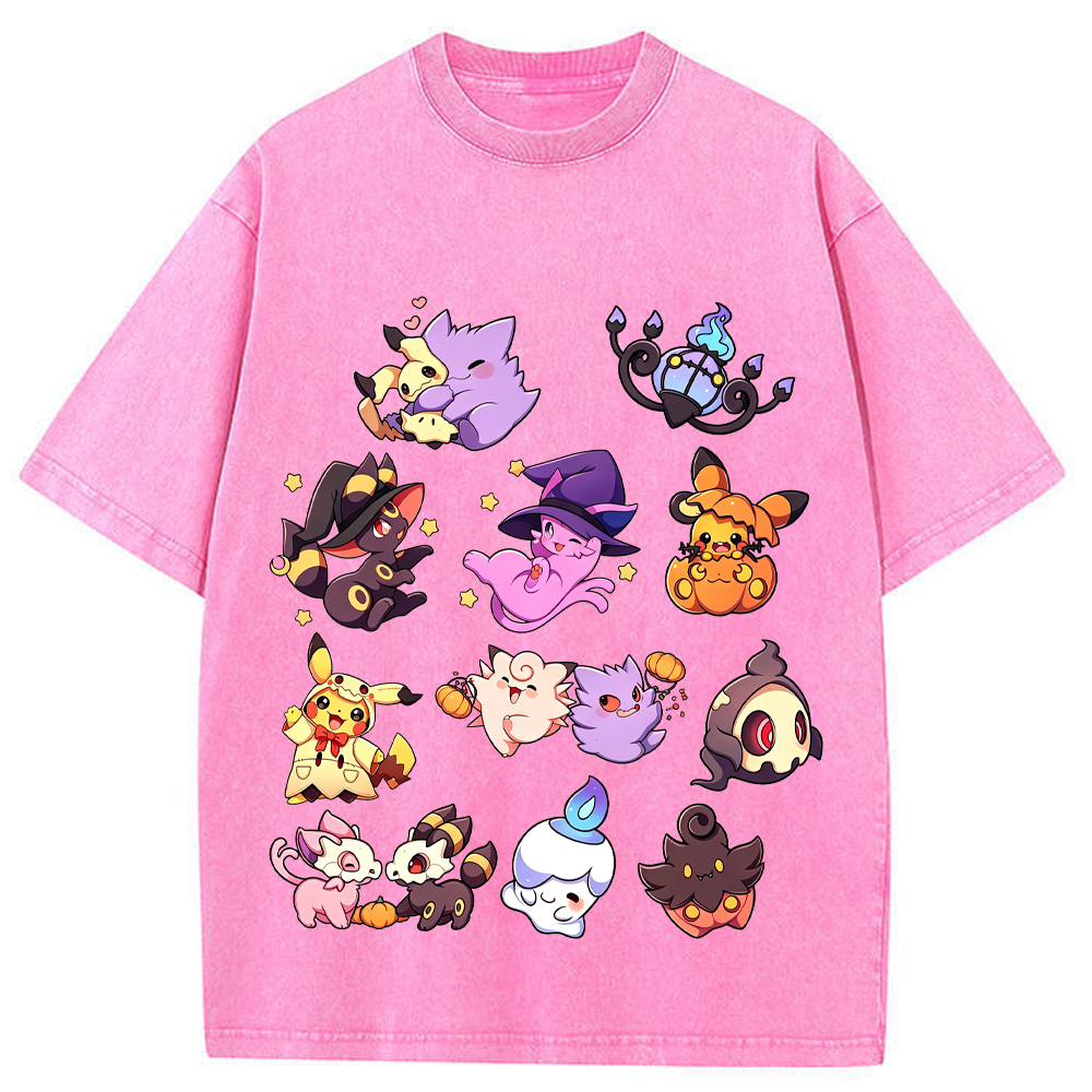 Halloween Witch Ghost Squad Ghost Type Mix Cartoon Tee | Pokemon Anime