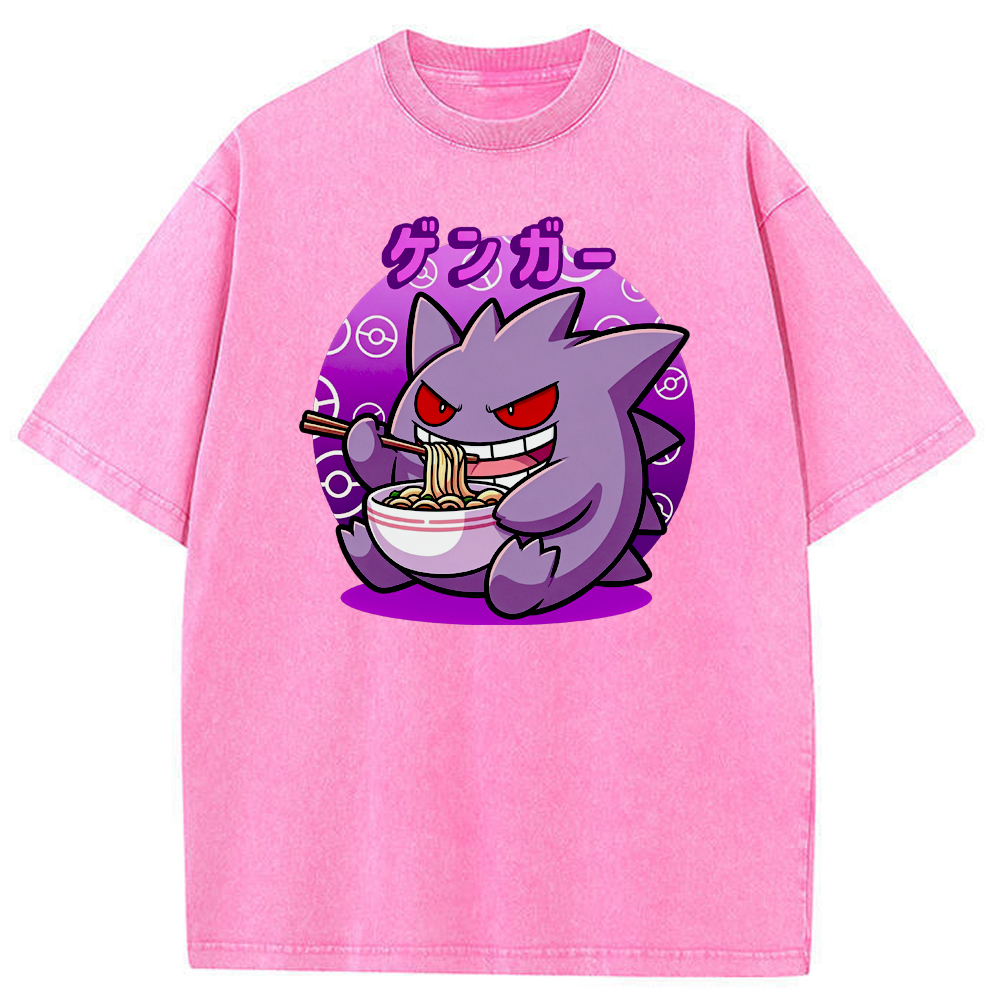 Retro Ramen‑Loving Gengar Cartoon Tee | Pokemon Anime