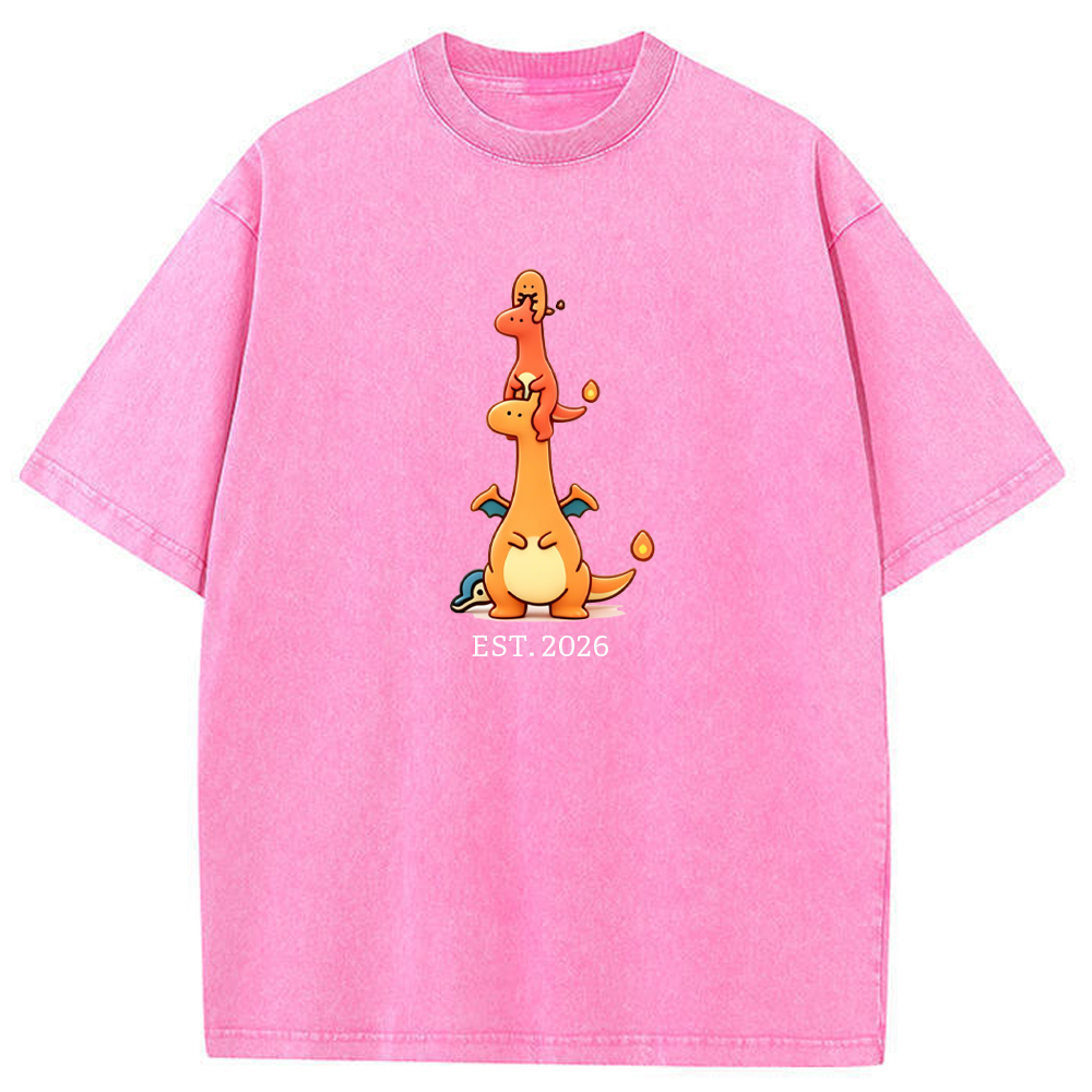 Cute Parent & Kid Charizard Vintage Washed T-Shirt