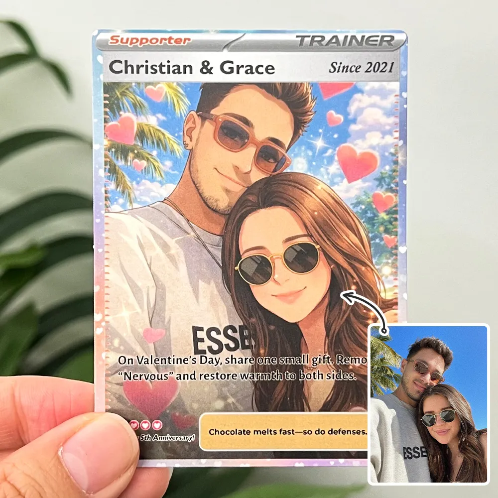 💕Personalized Couple Anime Supporter Trainer Card Pokecard