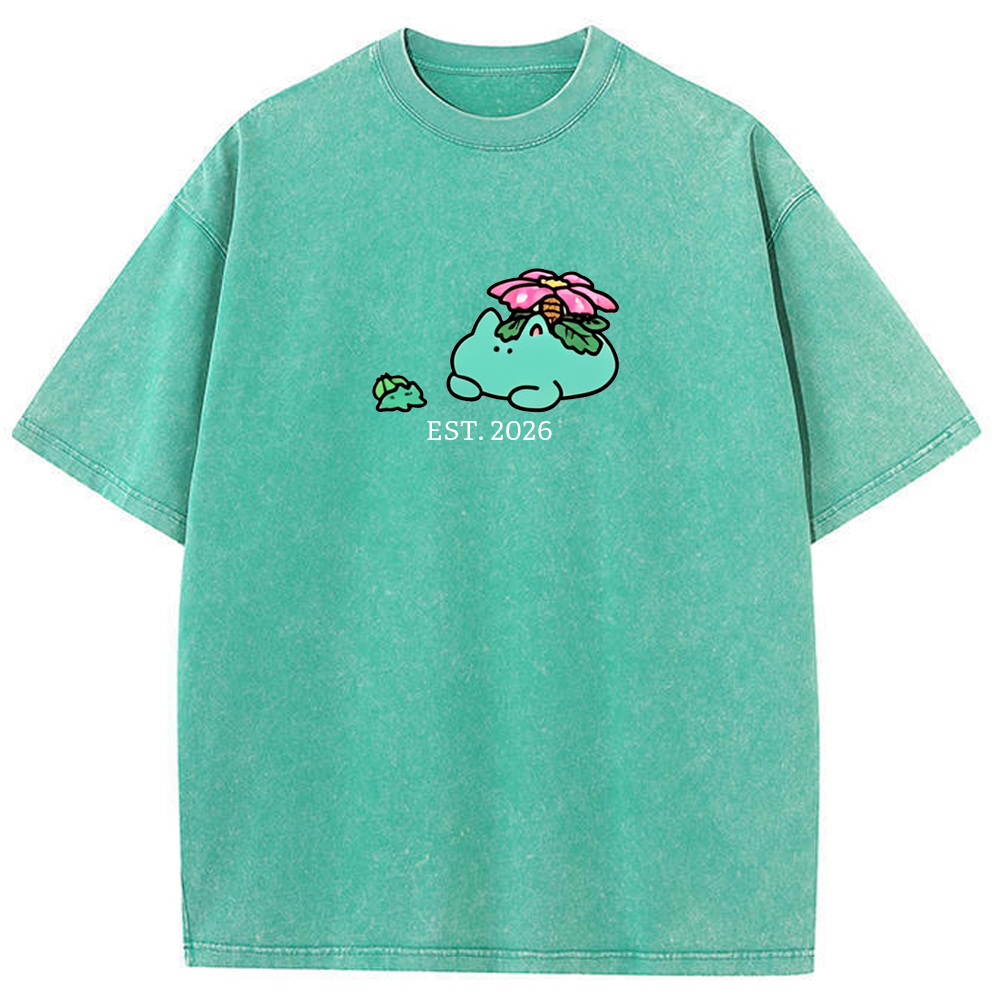 Cute Parent & Kid Meganium Vintage Washed T-Shirt
