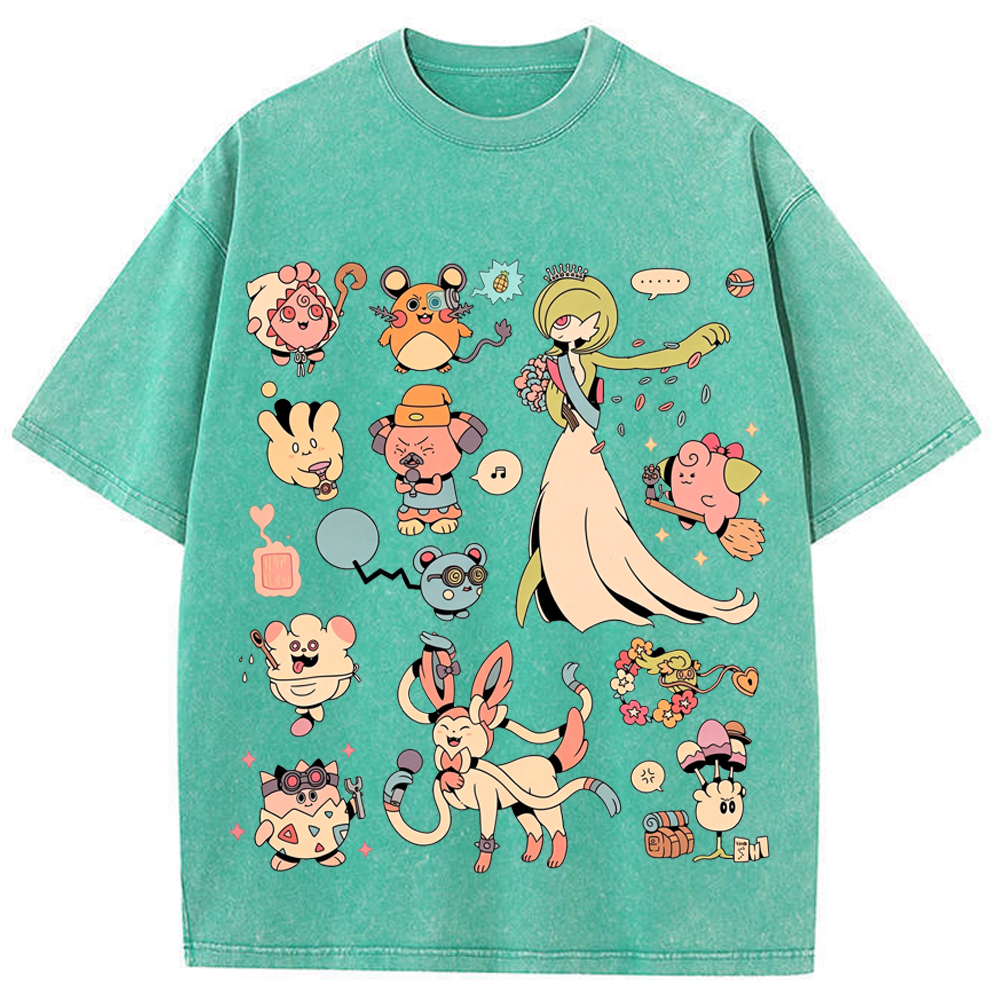 Gardevoir & Cute Pokemon Squad Cartoon Tee | Pokemon Anime