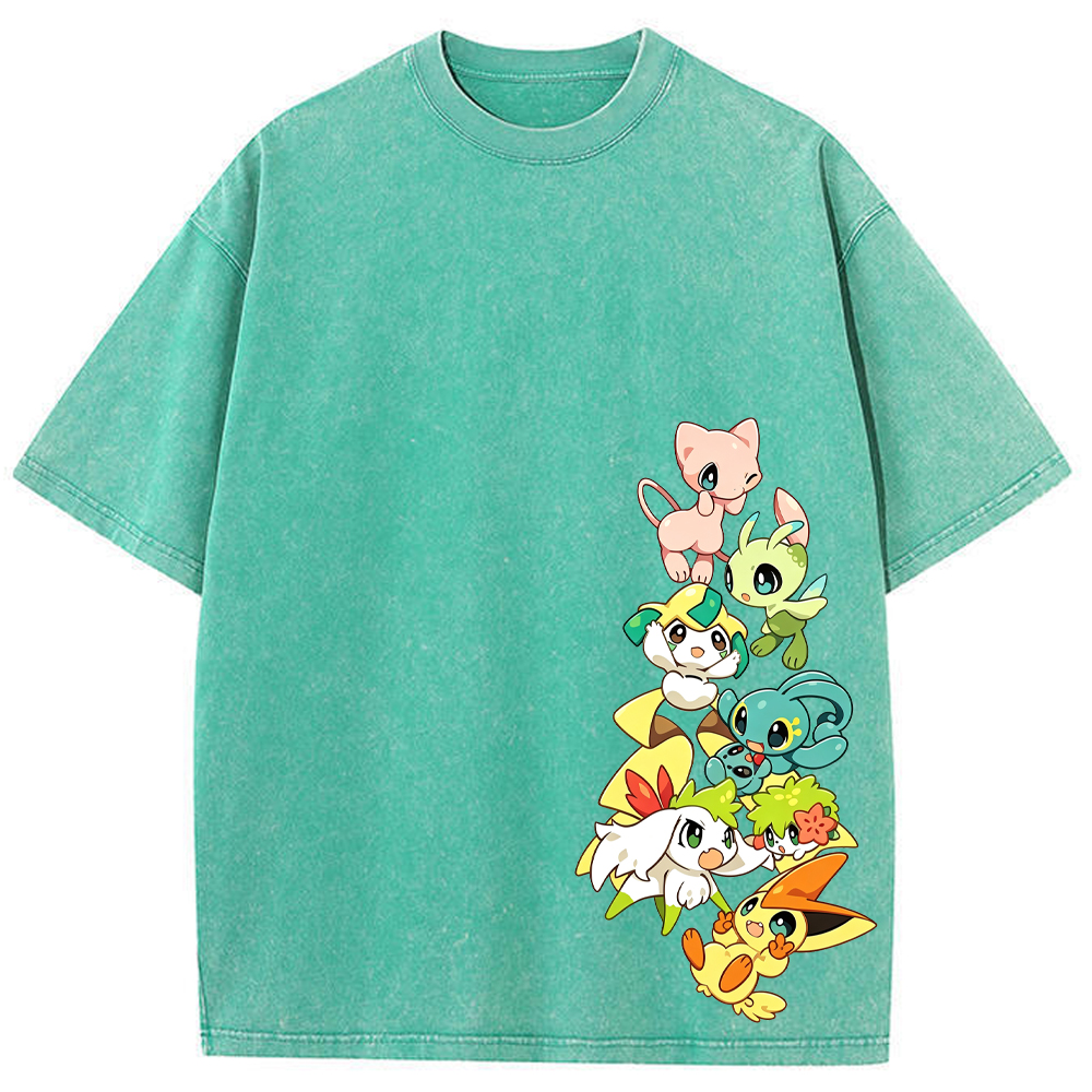 Mythical Pokemon Vertical Lineup Cartoon Tee | Pokemon Anime
