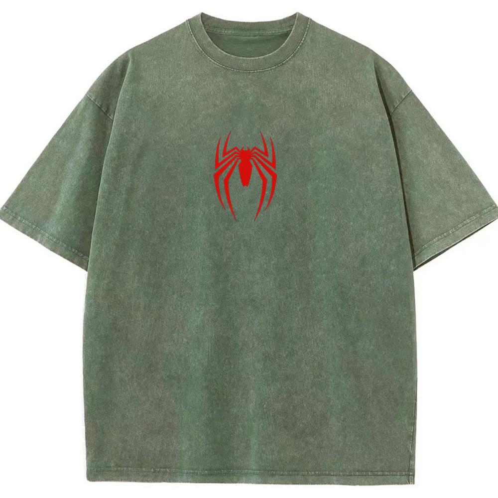 Vintage Washed Minimal Red Spider-Man Chest Logo Tee
