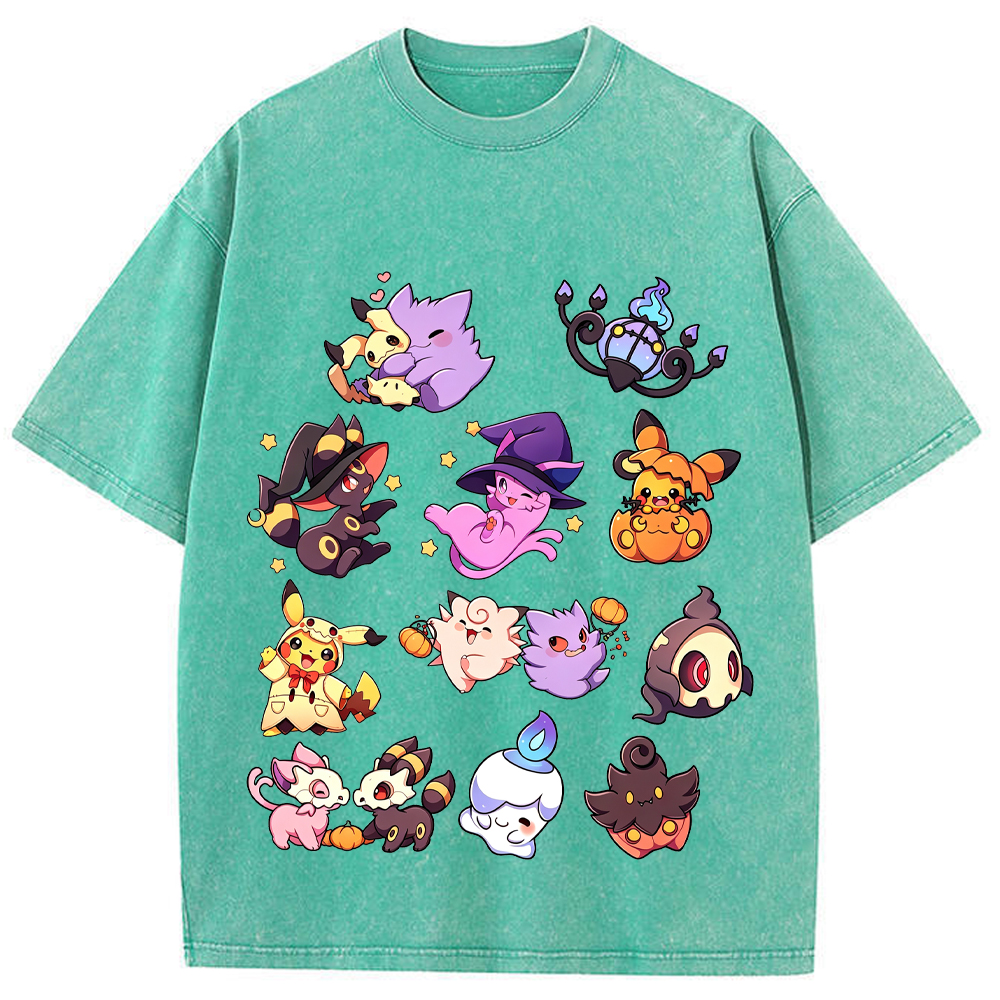 Halloween Witch Ghost Squad Ghost Type Mix Cartoon Tee | Pokemon Anime