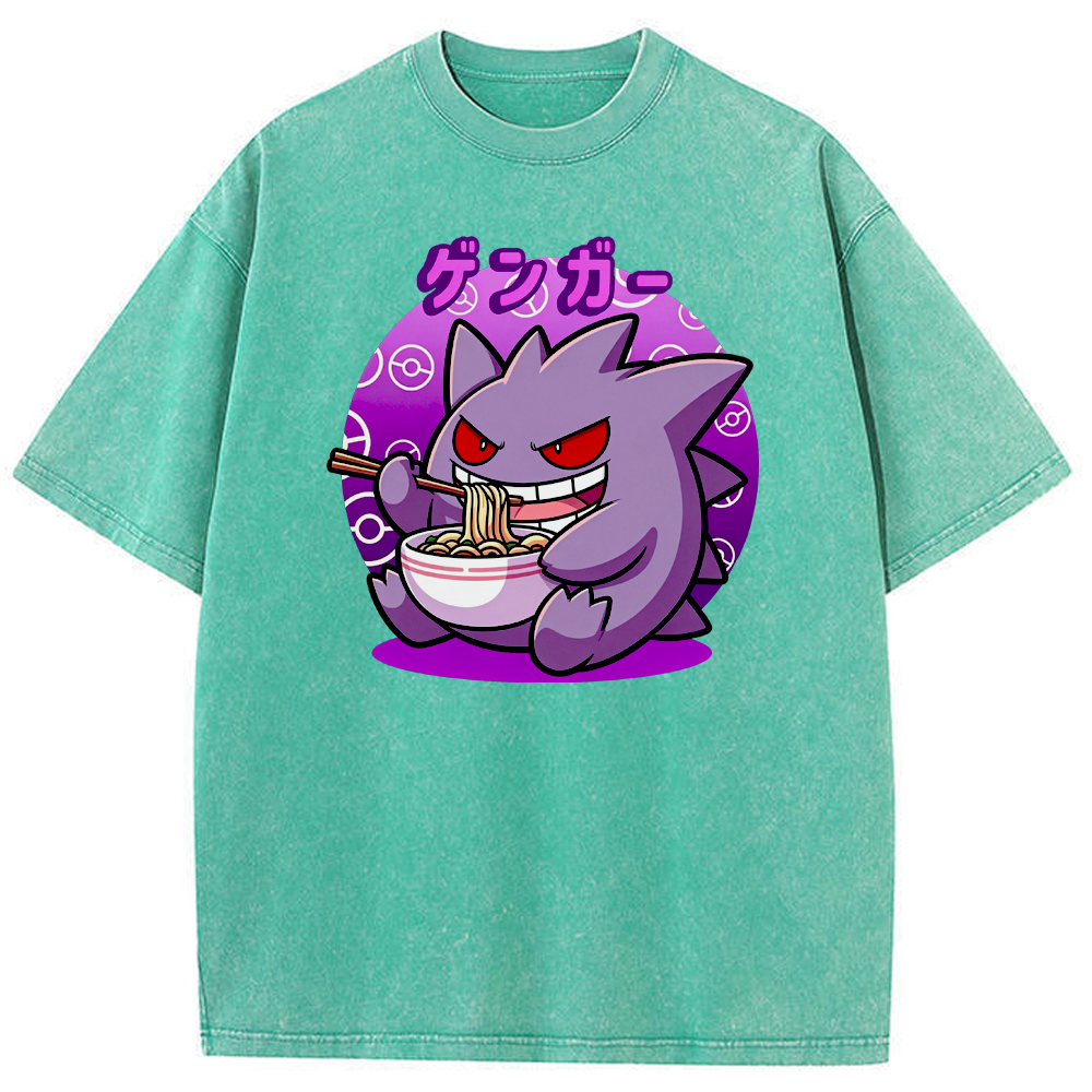 Retro Ramen‑Loving Gengar Cartoon Tee | Pokemon Anime