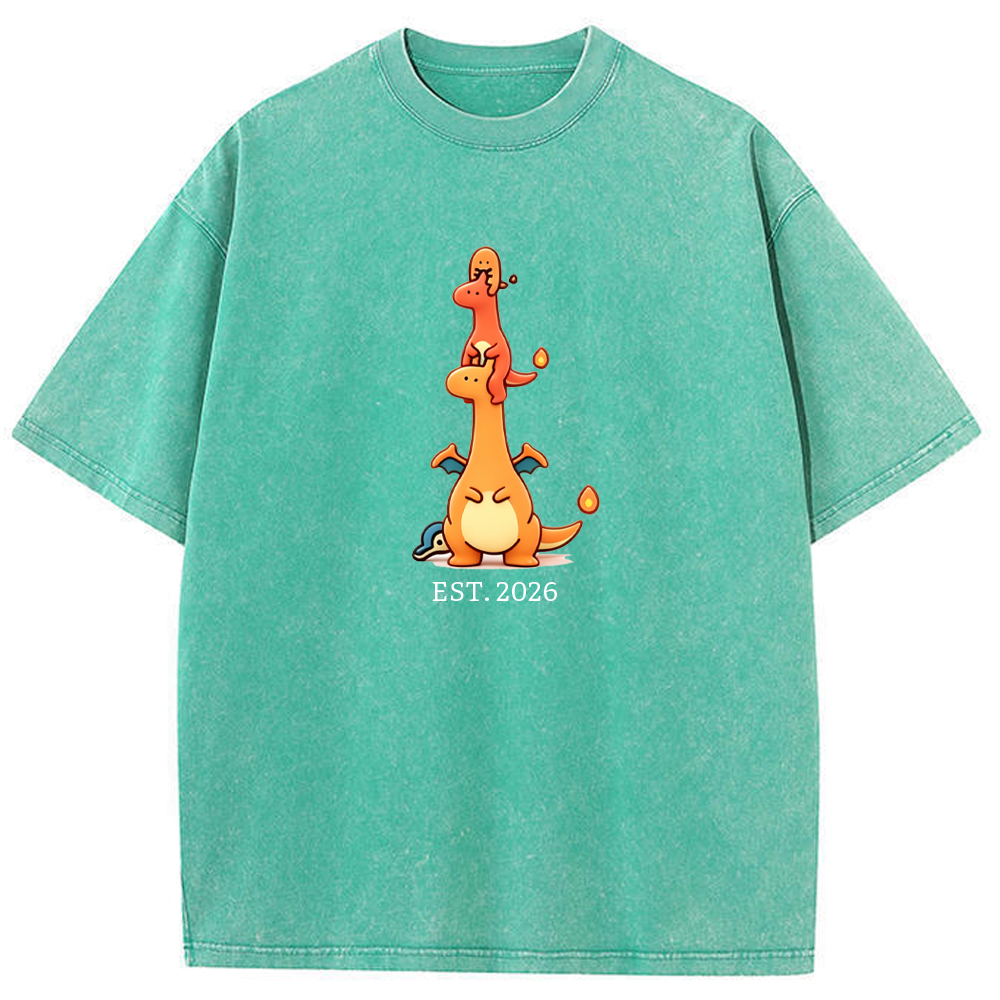 Cute Parent & Kid Charizard Vintage Washed T-Shirt