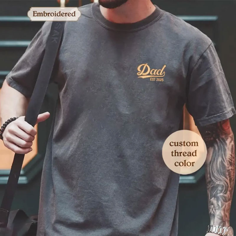 Custom Dad Est Embroidered Shirt, Personalized Father’s Day Gift for Dad