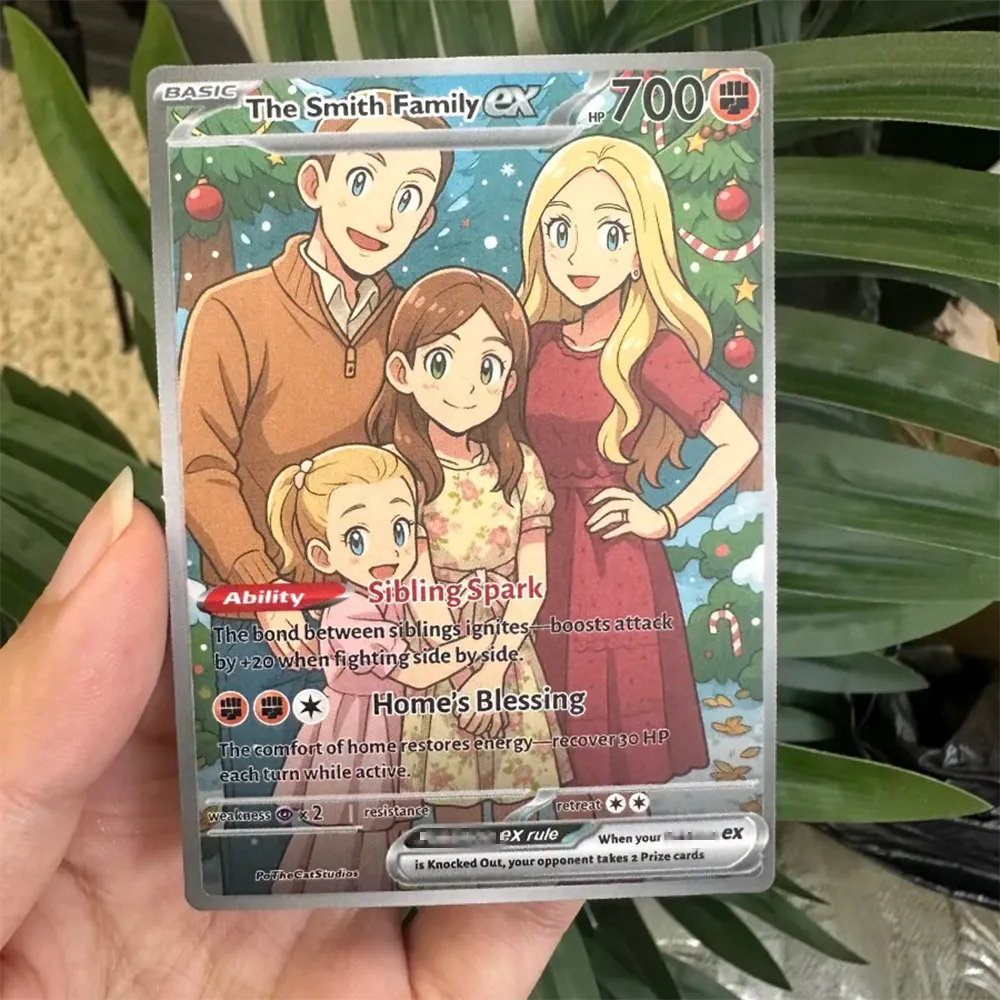 🤩Personalized Famliy Anime Art Trading Card