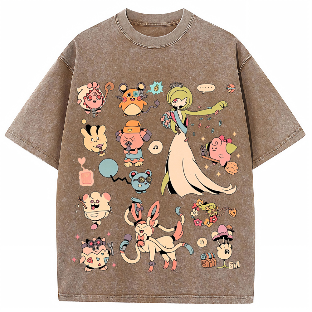 Gardevoir & Cute Pokemon Squad Cartoon Tee | Pokemon Anime