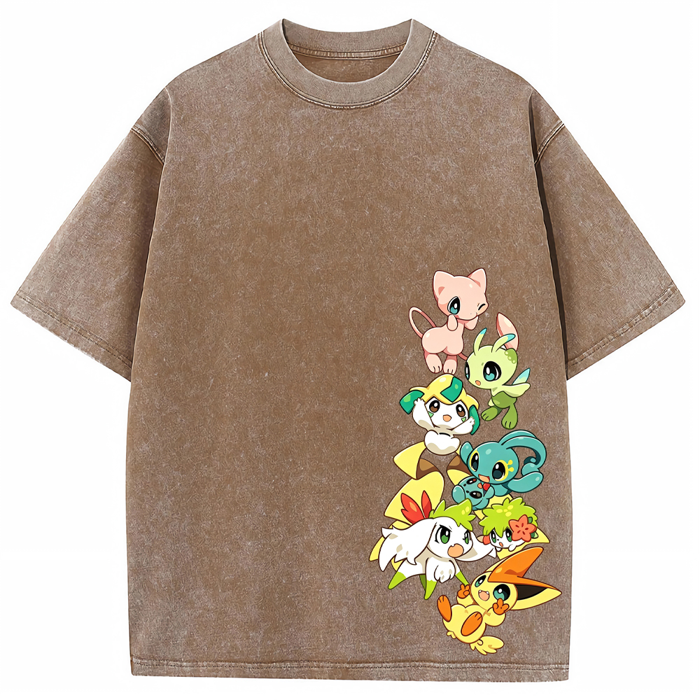 Mythical Pokemon Vertical Lineup Cartoon Tee | Pokemon Anime