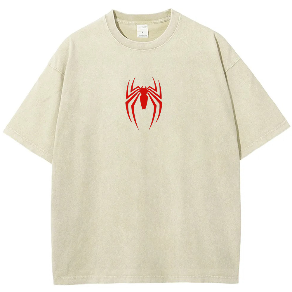 Vintage Washed Minimal Red Spider-Man Chest Logo Tee