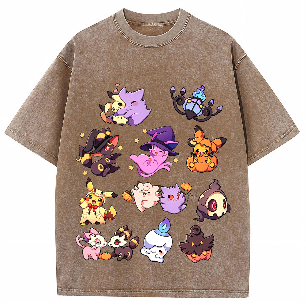 Halloween Witch Ghost Squad Ghost Type Mix Cartoon Tee | Pokemon Anime