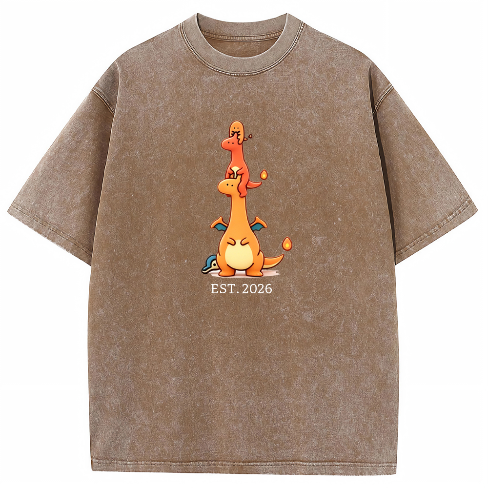 Cute Parent & Kid Charizard Vintage Washed T-Shirt