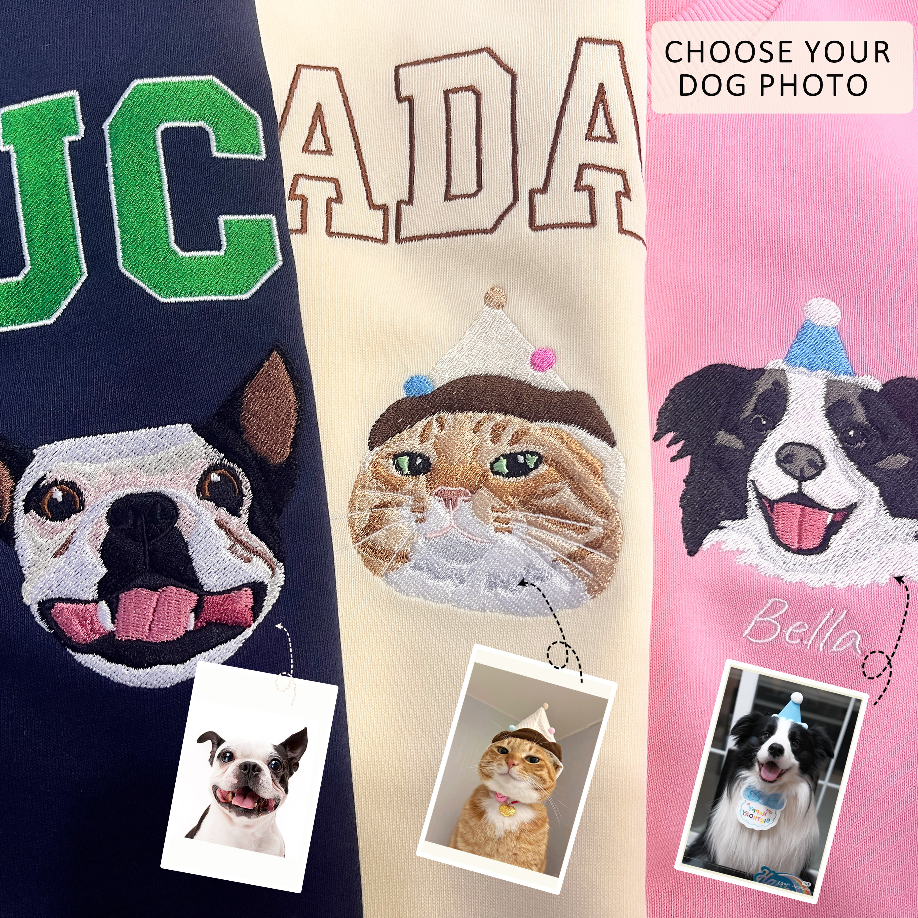 Custom Dog Face Embroidered Sweatshirt-Gift For Custom