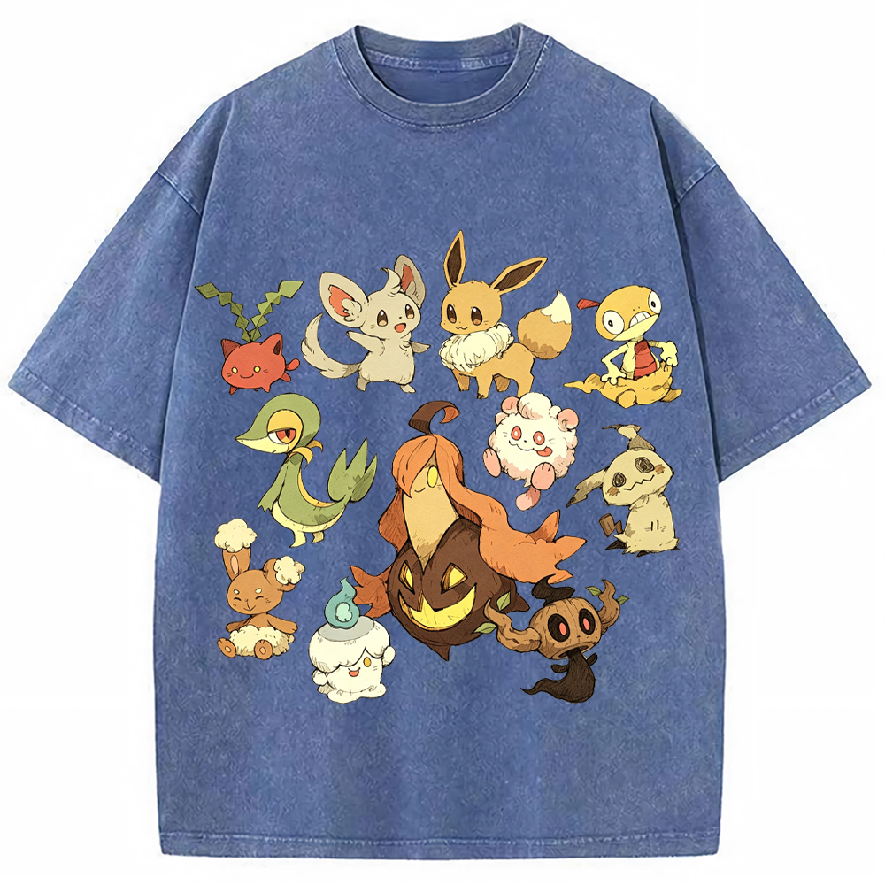 Autumn Pumpkin Pokemon Collection Cartoon Tee | Pokemon Anime