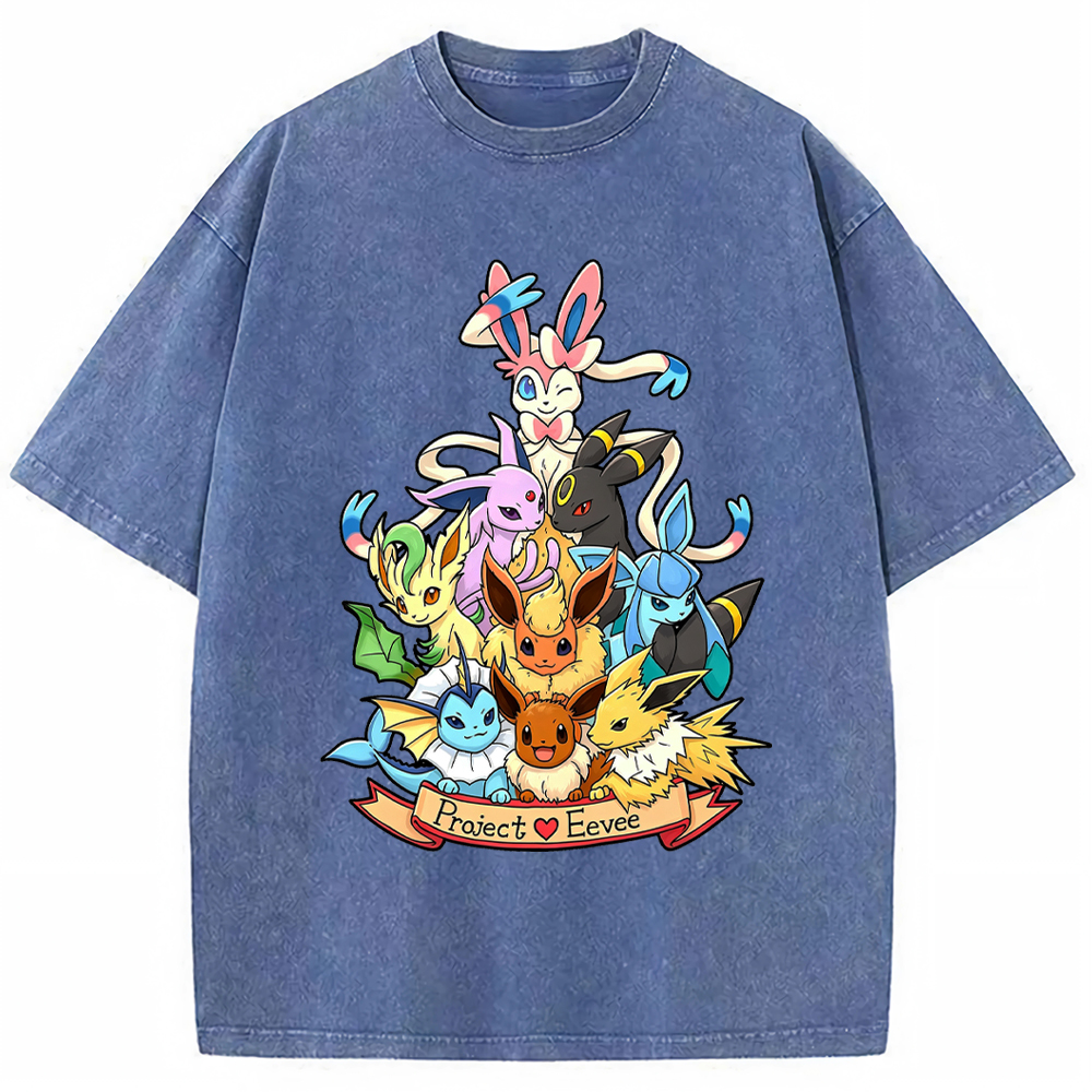 Full Eeveelution Family Eevee Evolution Group Cartoon Tee | Pokemon Anime