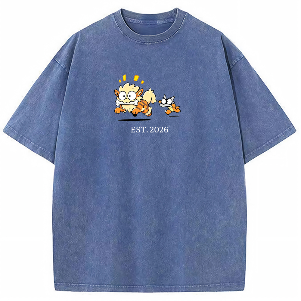 Cute Parent & Kid Arcanine Vintage Washed T‑Shirt