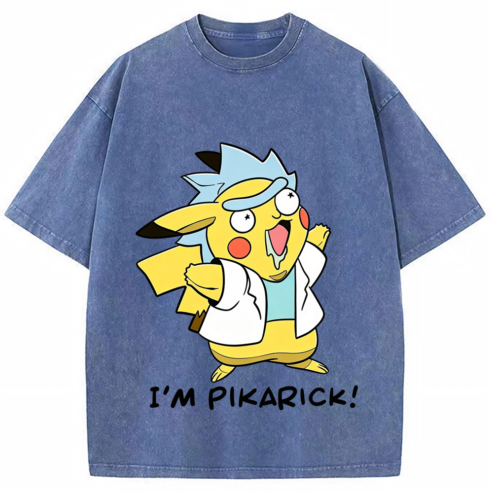 Crossover Meme Pikarick Pikachu‑Rick Fusion Character Cartoon Tee