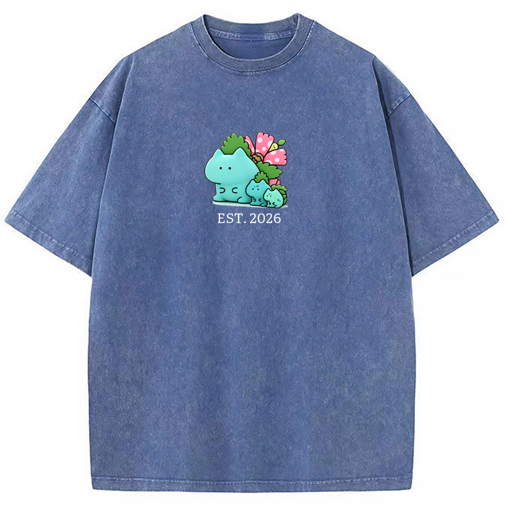 Cute Parent & Kid Bulbasaur Vintage Washed T-Shirt