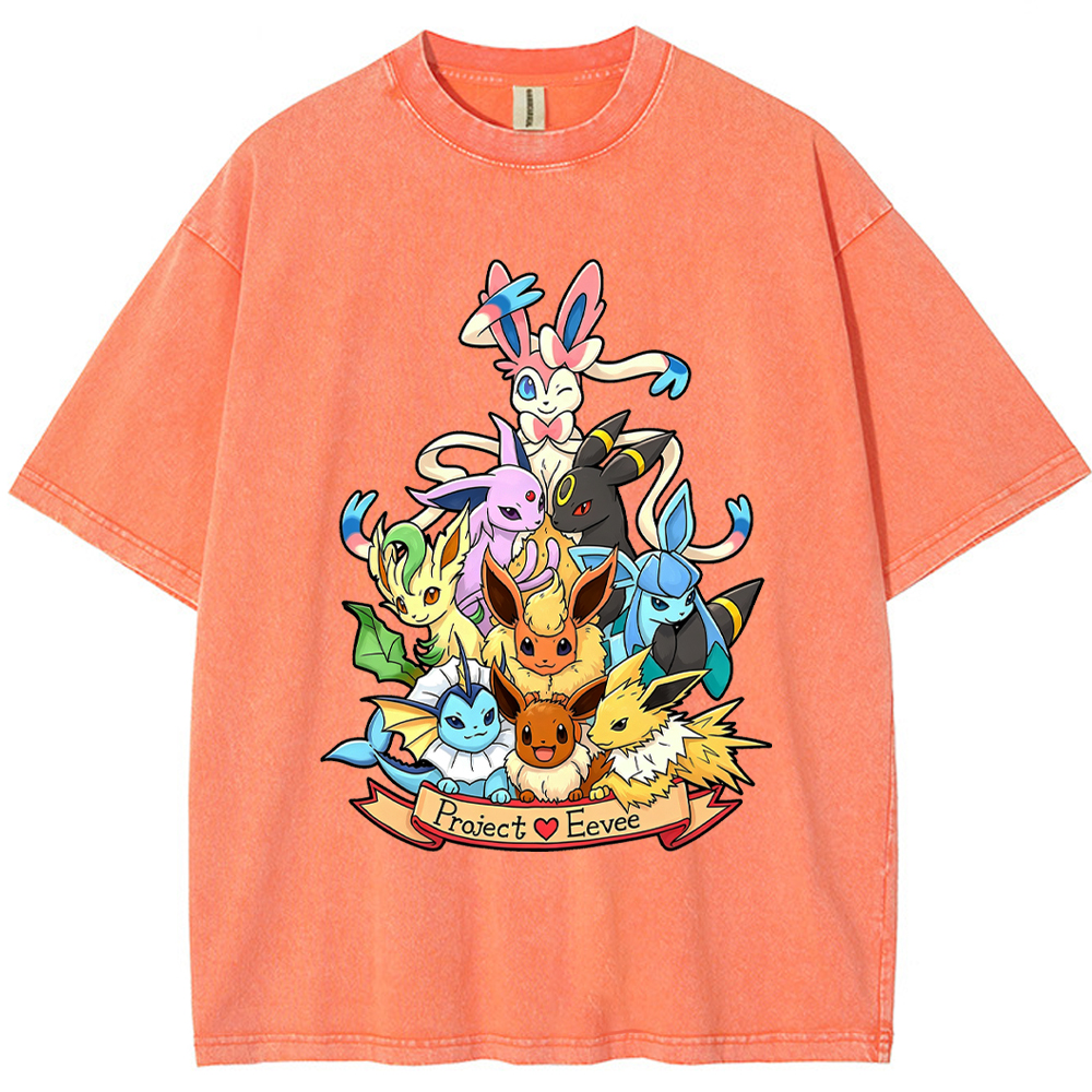 Full Eeveelution Family Eevee Evolution Group Cartoon Tee | Pokemon Anime