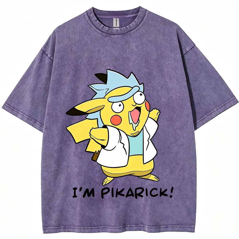 Crossover Meme Pikarick Pikachu‑Rick Fusion Character Cartoon Tee