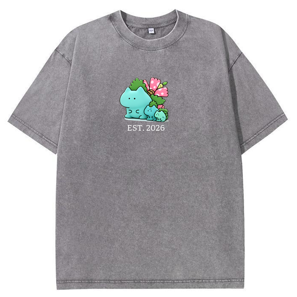 Cute Parent & Kid Bulbasaur Vintage Washed T-Shirt