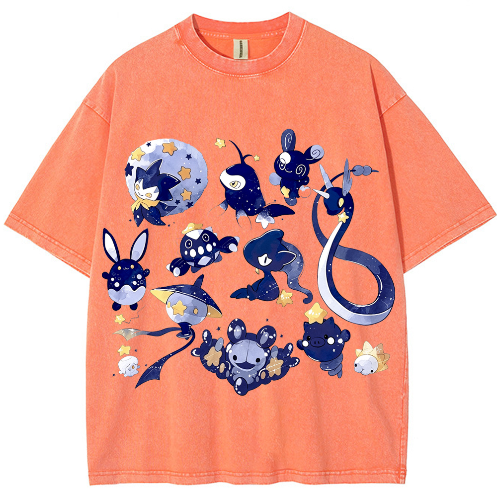 Starry Water Type Collection Cartoon Tee | Pokemon Anime