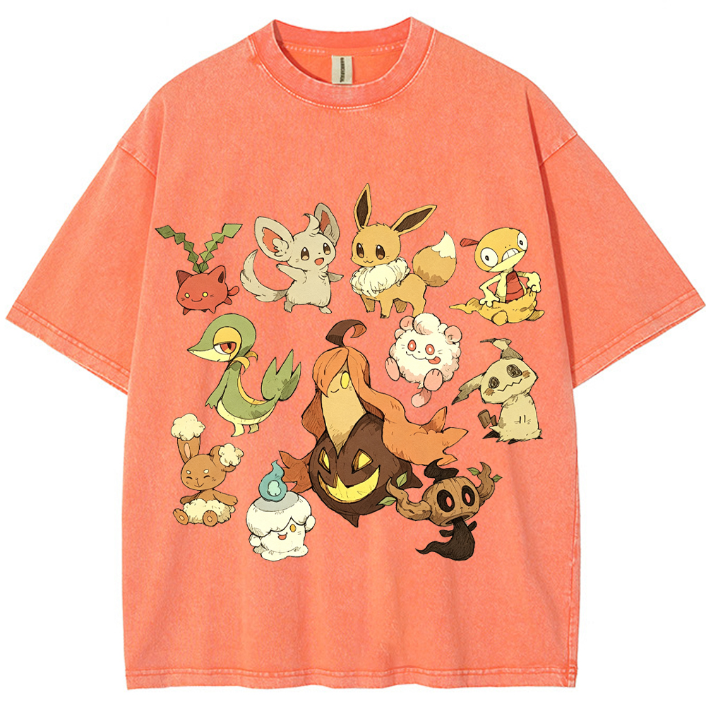 Autumn Pumpkin Pokemon Collection Cartoon Tee | Pokemon Anime