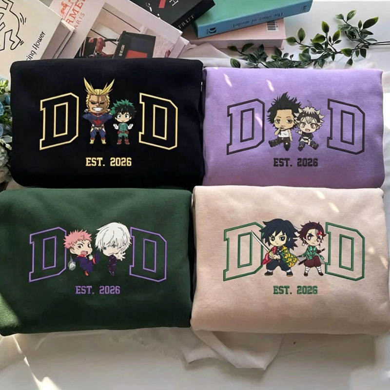 Personalized Dad Anime Embroidered Sweatshirt