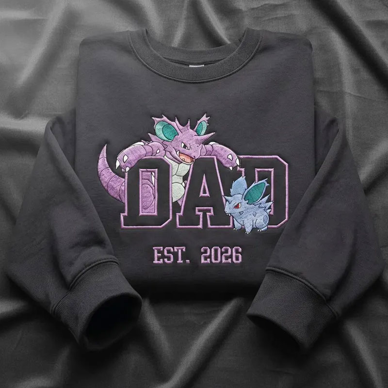 Custom Embroidered Anime Sweatshirt, Personalized PokaDad Character Hoodie