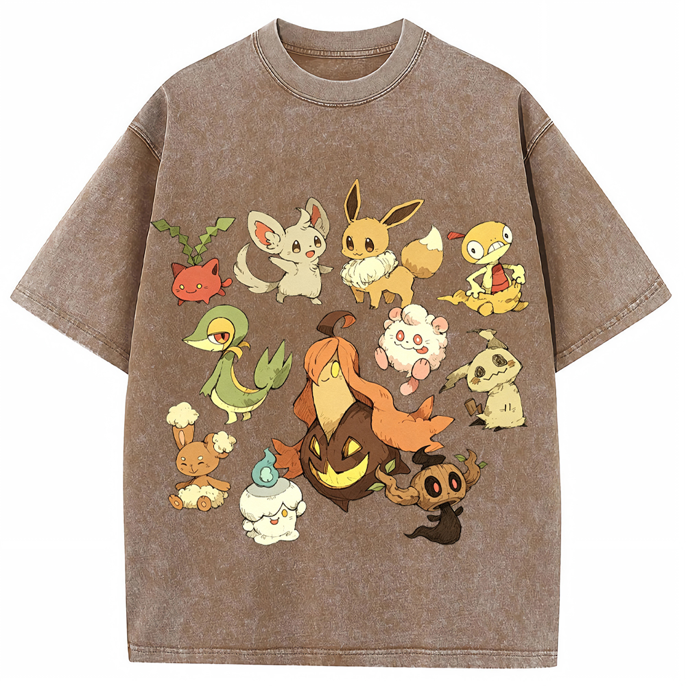 Autumn Pumpkin Pokemon Collection Cartoon Tee | Pokemon Anime