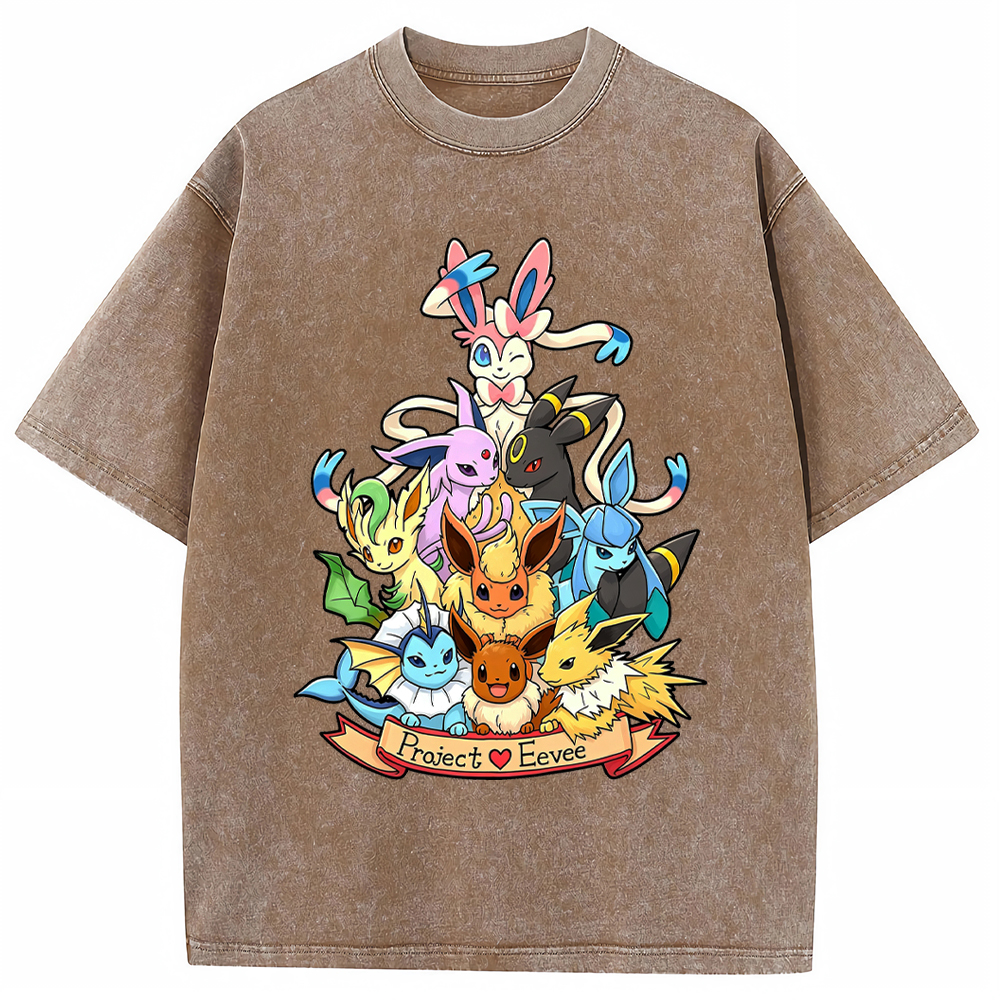 Full Eeveelution Family Eevee Evolution Group Cartoon Tee | Pokemon Anime