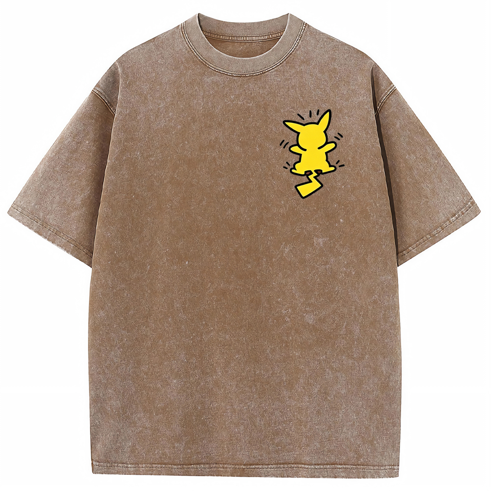 Multi Pokemon Silhouette Vintage Washed Back Print Tee | Pokemon Anime