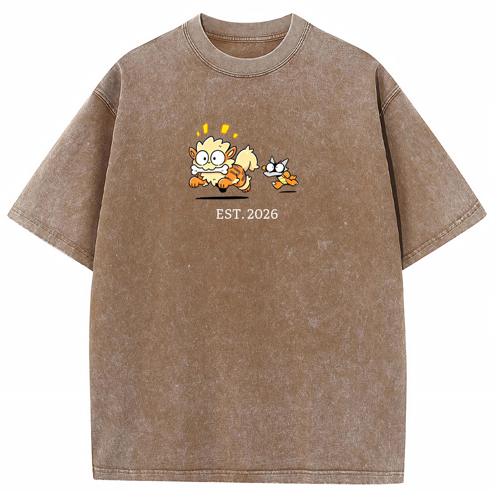 Cute Parent & Kid Arcanine Vintage Washed T‑Shirt